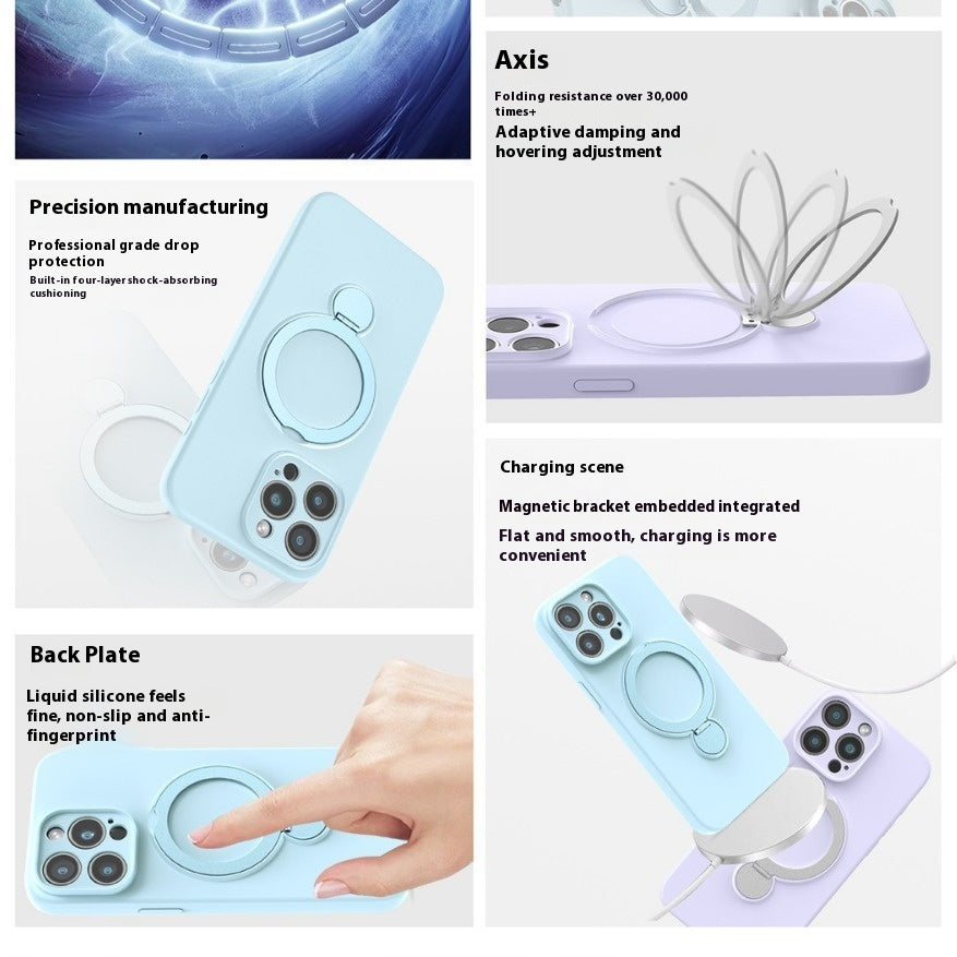 Liquid Silicone Magnetic Bracket Phone Case Applicable Anti-fall - 图片 4