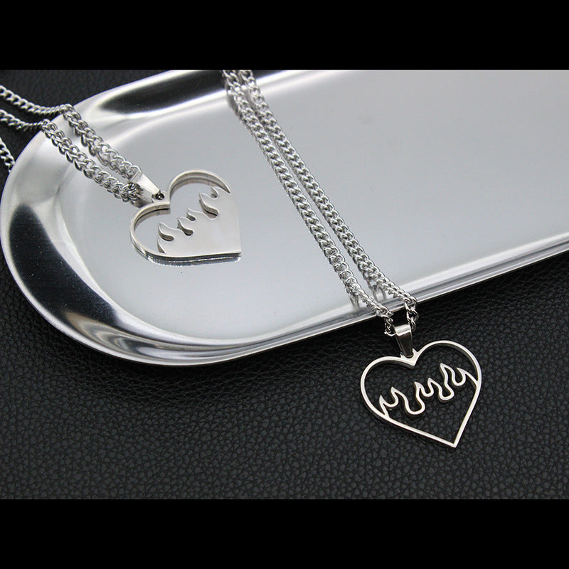 Love Flame Couple Necklace Jewelry Stainless Steel cadee129 5628 491c b799 9231972ed7d8