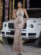 Fashion Velvet Halter Sheath Hollow-out Banquet Evening Dress caf15a5e 52eb 421d 92c9 c727604d324e