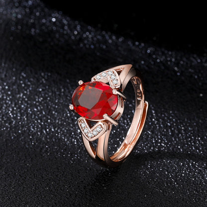 High-grade Ring Necklace Ear Stud Ornament Colored Gems Set Three-piece Set