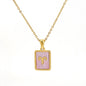 Stainless Steel Square Shell Zodiac Necklace cb2f1740 8368 411f 8633 0a32c2414d7d