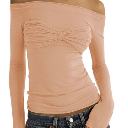 Perspective One-line Neck T-shirt Top cb38e9c1 cda0 468d 8c0f 3eef2af475a7