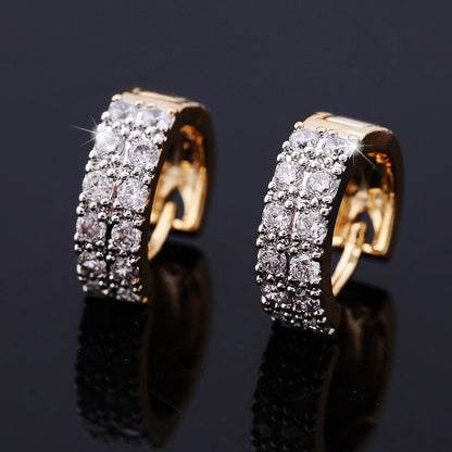 Two-color Plating Fine Zircon-embedded Earrings Women cb395634 7fb0 4884 b0b5 00d5c235cd4e