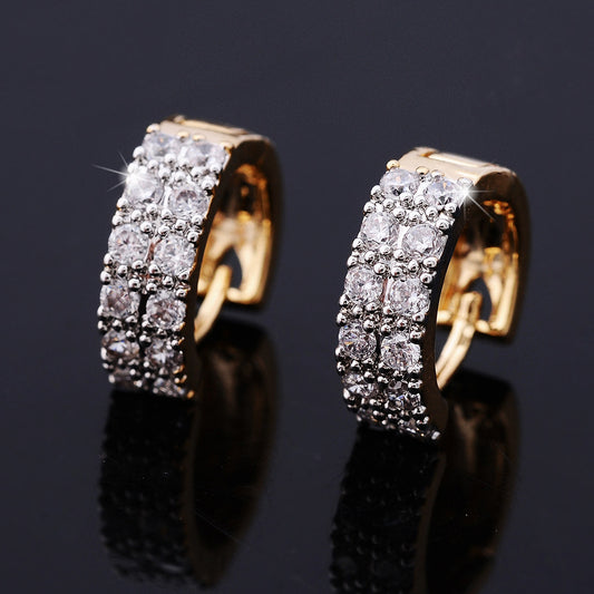 Two-color Plating Fine Zircon-embedded Earrings Women cb395634 7fb0 4884 b0b5 00d5c235cd4e
