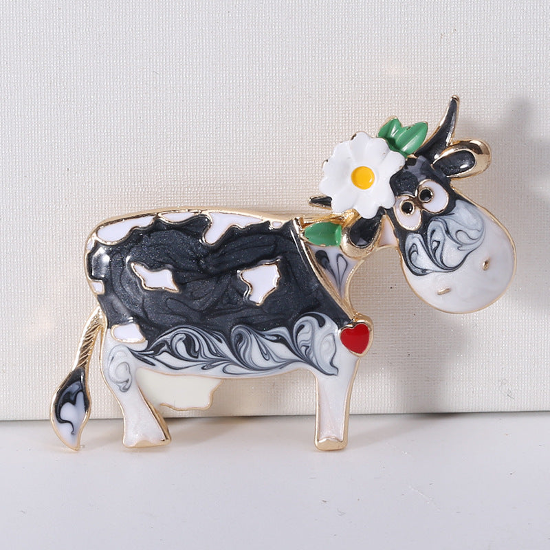 Fashion Alloy Dripping Oil Small Flower Cow Brooch cb5930d0 bed6 49f8 928c 254f0f1d56f0