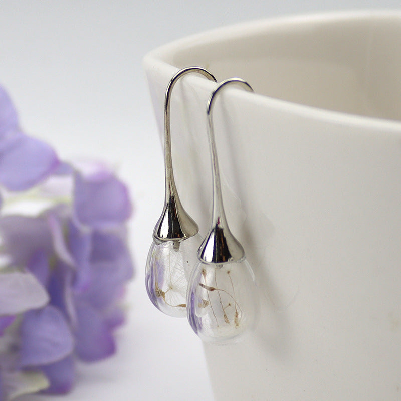 Handmade Dandelion Glass Ball Ear Hook cb714f66 e707 4527 a50d e0b8d4d7351c