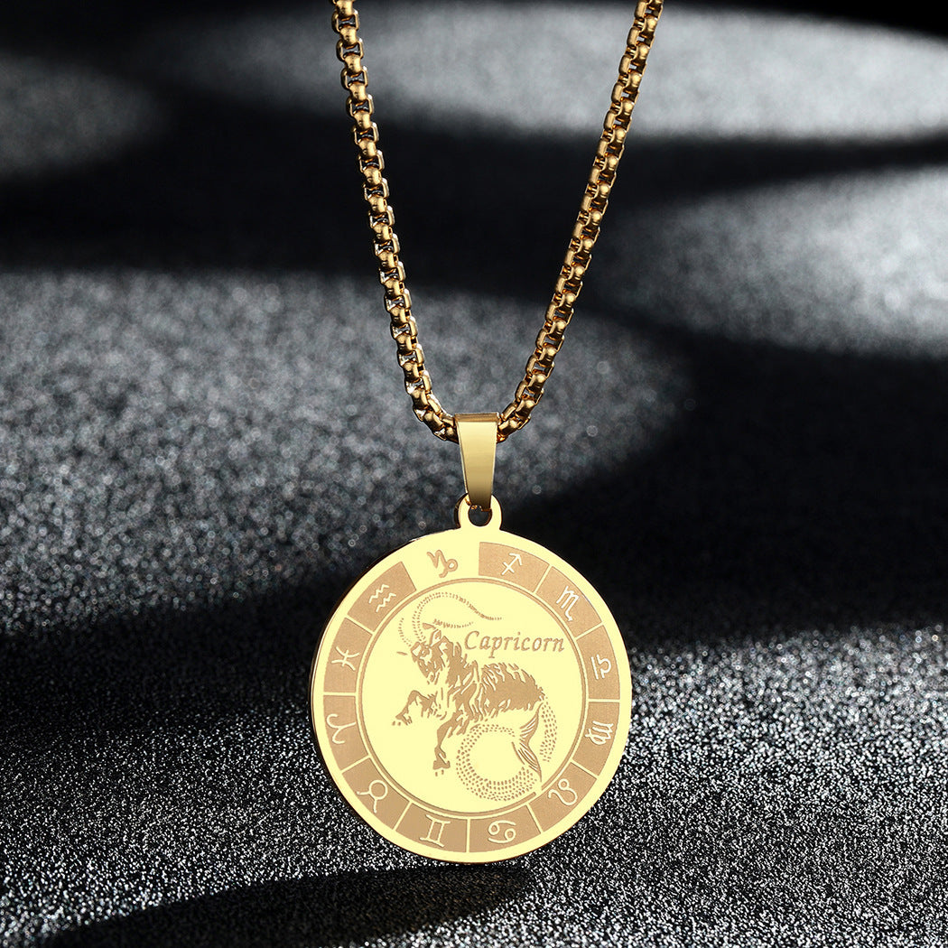 Stainless Steel Constellation Pendant Necklace Gold Medal Necklace cb8b7eb1 ee5f 4e41 b0cb c2931b7d7e16