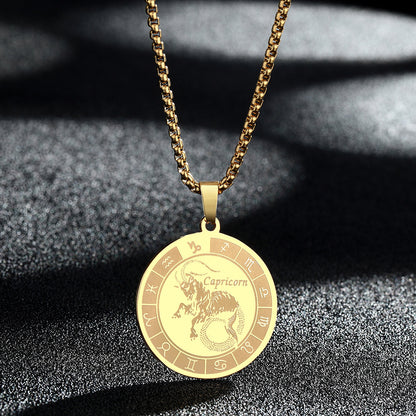 Stainless Steel Constellation Pendant Necklace Gold Medal Necklace cb8b7eb1 ee5f 4e41 b0cb c2931b7d7e16