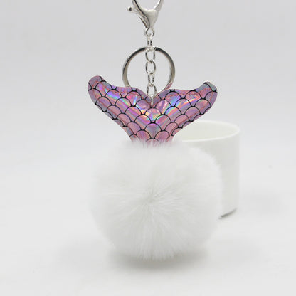 Fish Tail Fur Ball Keychain Creative cb8d4308 2855 4bf2 a171 6e992a75a8b1