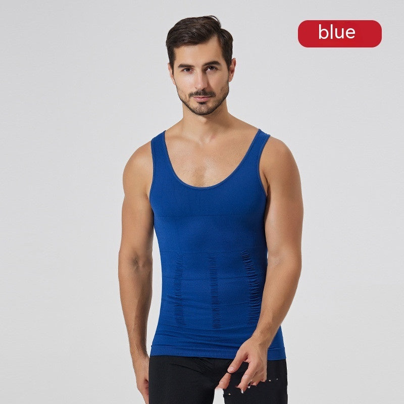 Men's Vest High Elastic Seamless Belly Contracting And Body Slimming Back Thin cba5349d 9c1e 41e5 a9b4 d916447452ff trans