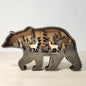 Christmas Decoration Wooden Animal Carving Handcraft Gift Wall Hanging Sculpture 3D Bear Deer Elk Art Decor New Year Ornament