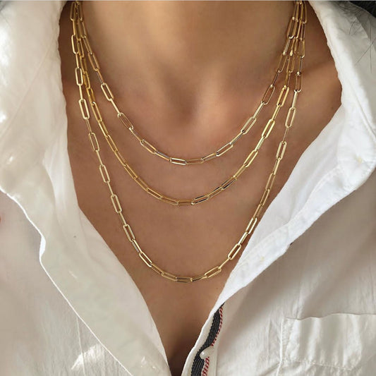 18k Gold Stainless Steel Paper Clip Clavicle Necklace Female 0 Word Chain All-match - HD Wireless Product #1