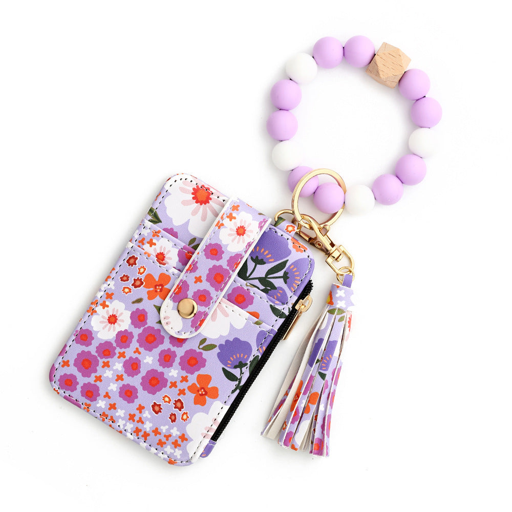 Women's Floral Print Leather Card Bag - 图片 10