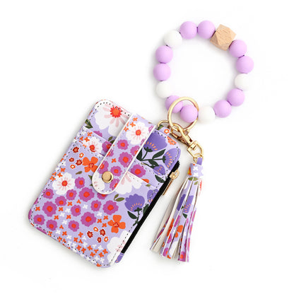 Women's Floral Print Leather Card Bag - 图片 10