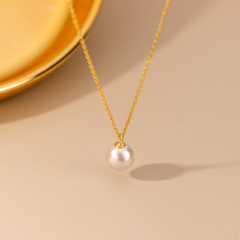 S925 Silver Temperament Single Shell Pearls Synthetic Pearl Simplicity Necklace cbe67e45 ece5 4c39 806c a5b51525d132