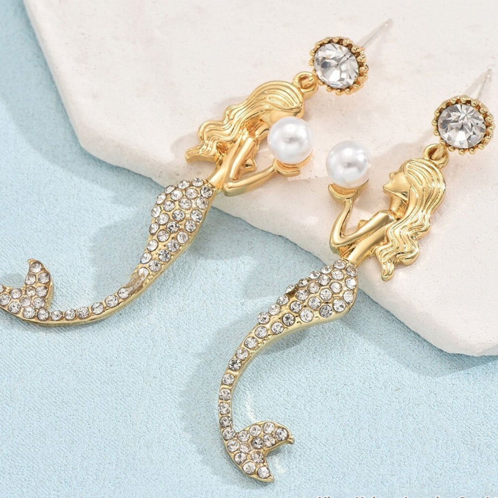 Silver Needle Mermaid Pearl Super Fairy Long Earrings cbf2615b 125c 444b b8a1 39a665fe56ef fine