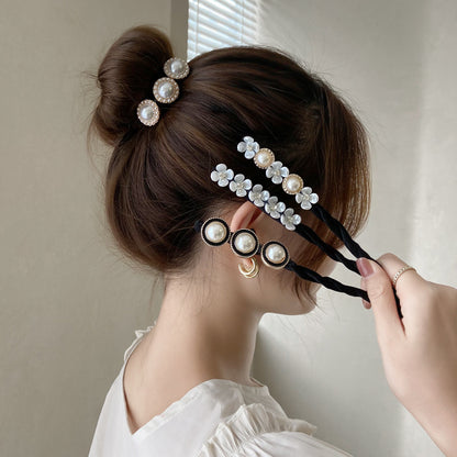 Simple Fluffy Bun Half Bun Hair Tie Elastic Lazy Flower Bud Hairpin Hair Accessories cc069c6c 83f0 42da b84d b15146403860