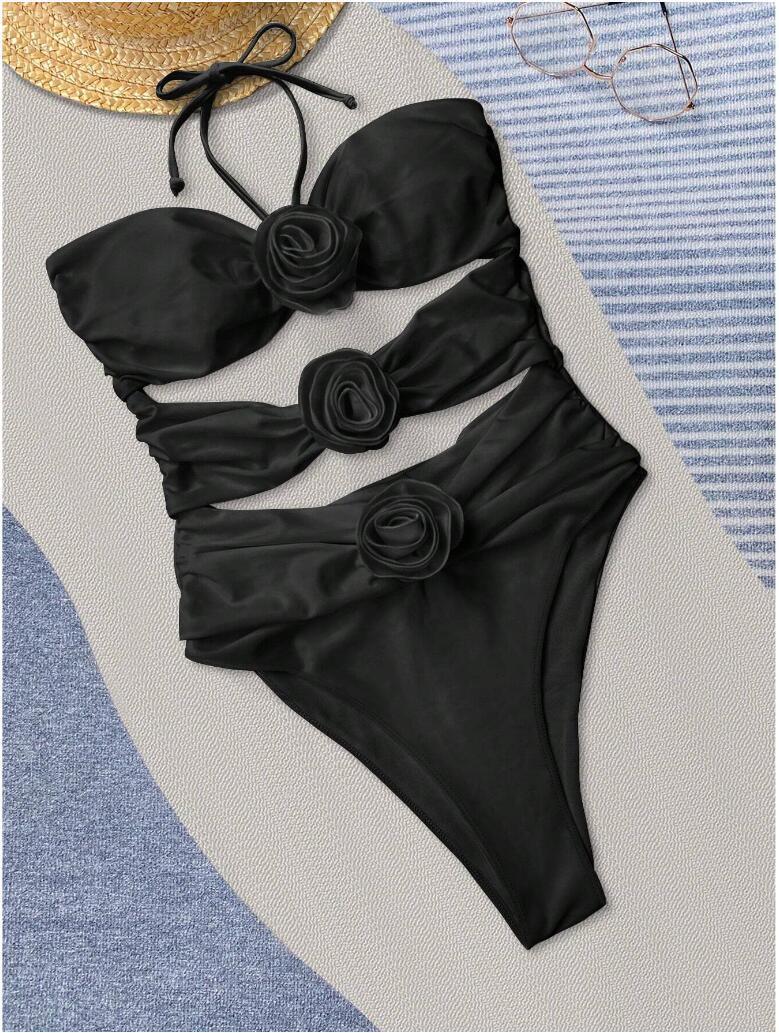 Ladies Hot Spring Three-dimensional Flower BIKINI One-piece Swimsuit cc06d172 2b0c 49f0 86f5 0b3d2773b343
