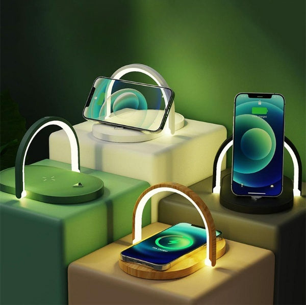 3 In 1 Foldable Wireless Charger Night Light Wireless Charging Station Stonego LED Reading Table Lamp 15W Fast Charging Light - HD Wireless Product #7