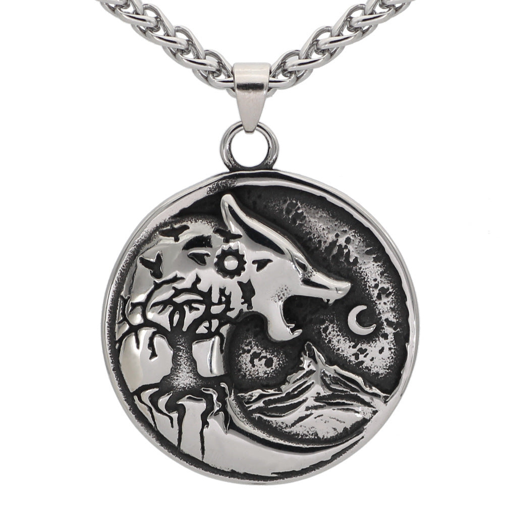 Nordic Viking Wolf Rune Pendant Necklace For Men cc12d974 565d 41d0 a374 9576796a4424