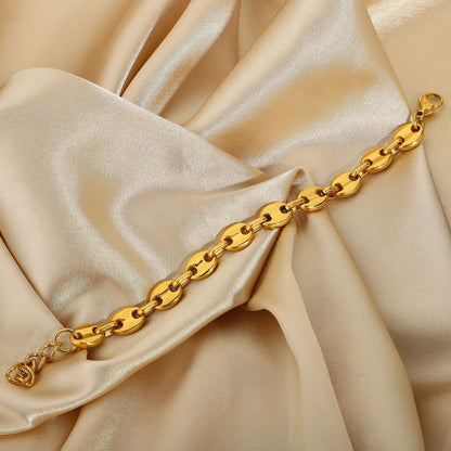 Punk Jewelry Gold Plated Titanium Steel Coffee Bean Chain cc21917e 25e4 4c6d a8d9 0fe4df33bf9a
