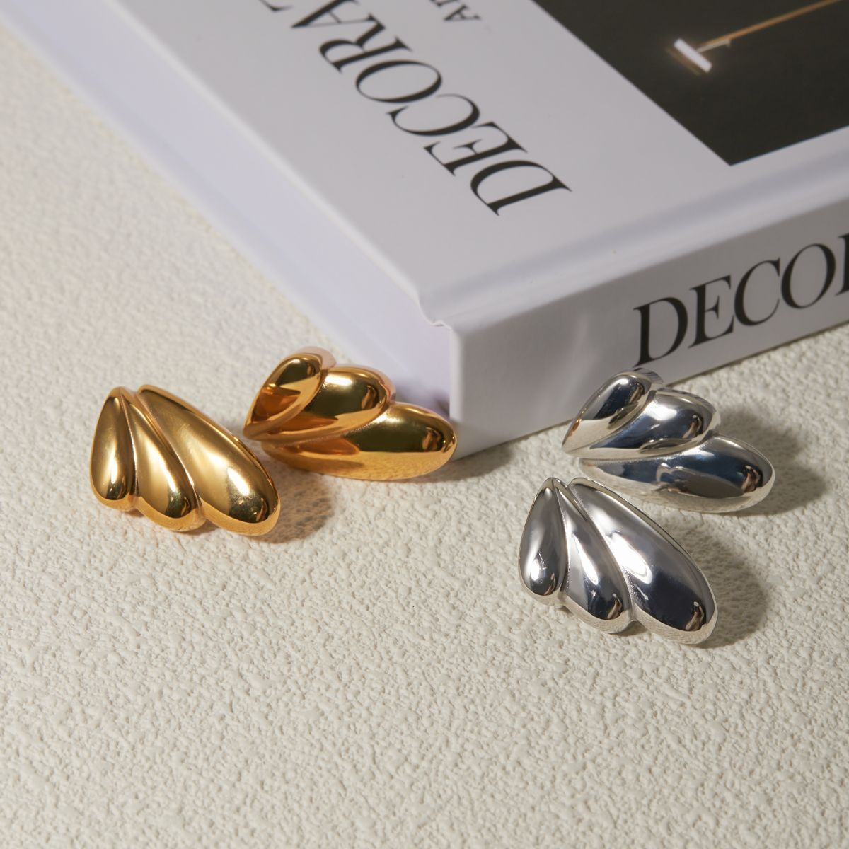 Geometry 18k Gold Stainless Steel Wing Earrings cc28f4a5 e511 4f23 a75a 7c398160d4ff
