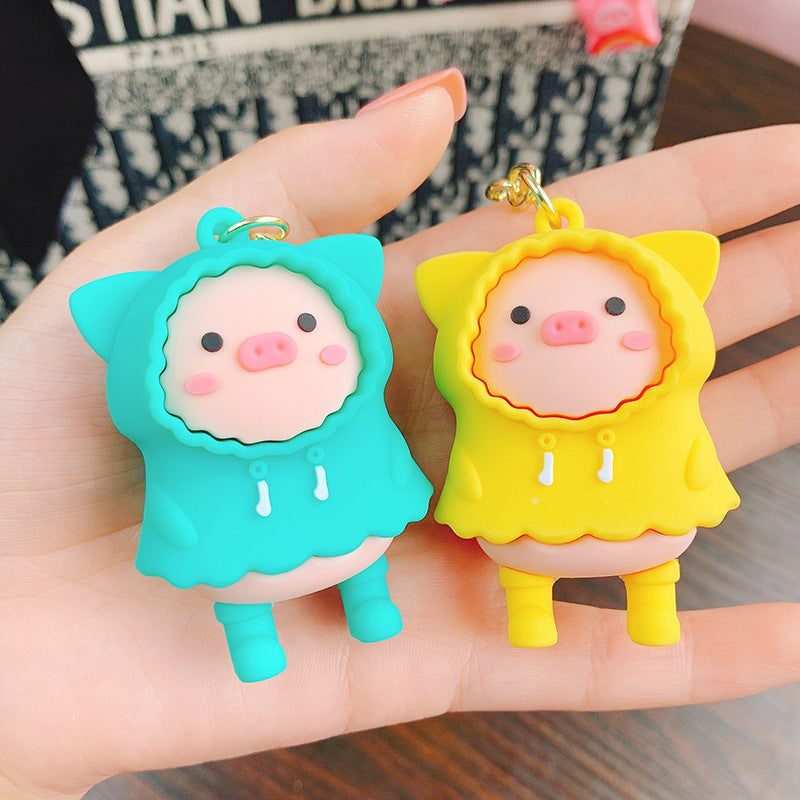 Raincoat Piggy Cute Cartoon Keychain Creative Accessories cc2e12c8 1d41 4faa a603 c4edb3907ae4