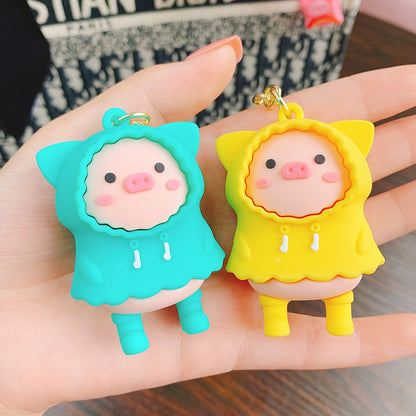 Raincoat Piggy Cute Cartoon Keychain Creative Accessories cc2e12c8 1d41 4faa a603 c4edb3907ae4