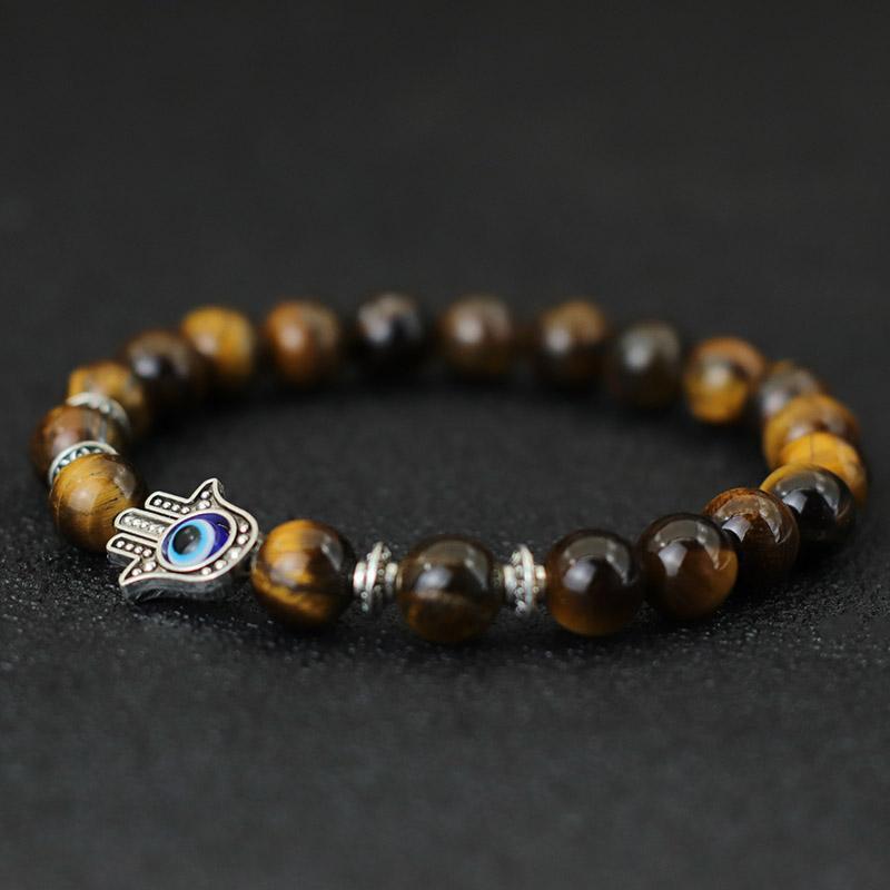 8mm Palm Eye Volcanic Stone Elastic Line Yoga Bracelet - HD Wireless Product #11