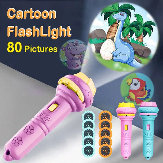 Cartoon Projection Flashlight 80 Patterns Creative Children Flashlight Toy Projector Baby Toys Bedtime Story Book ccd7d9ca b4