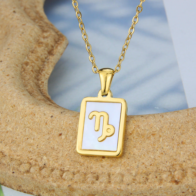 Stainless Steel Square Shell Zodiac Necklace ccee023a 6049 4728 87e0 cc19a35a630c