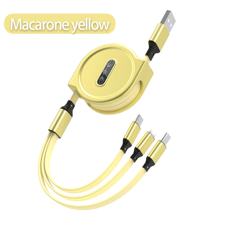 Macaron One-to-three Telescopic Data Cable 3A Fast Charge Three-in-one - 图片 6