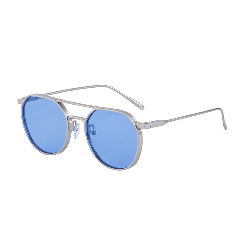 Men's Metal Double Beam Vintage Round Frame Sunglasses ccfc993a d803 4ccc 925b 053169c2cb18