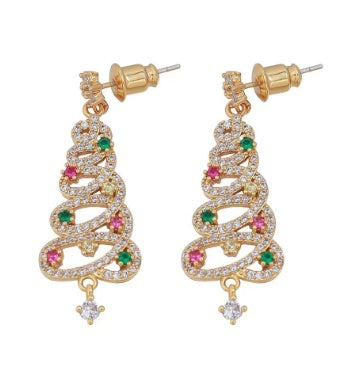 Colorful Diamond Inlaid Christmas Tree Earrings ccfda3bc a52d 4d2d a538 c0975a23943b