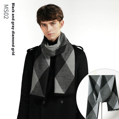 Simple Plaid Warm Keeping Artificial Cashmere Scarf cd18c018 1371 4fab 8810 375d5a2d6214 trans