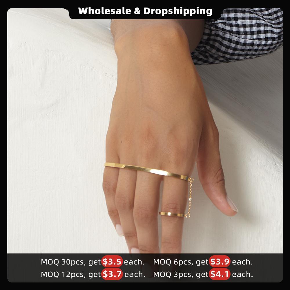High Quality 18K Gold Plated Titanium Steel Oval Line Bracelet cd27bbda 6b47 4a78 9c77 39a1a46e0182