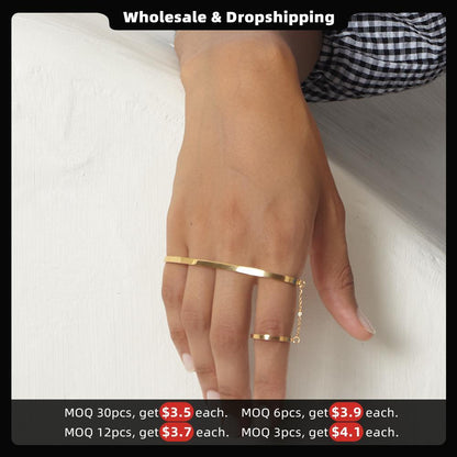 High Quality 18K Gold Plated Titanium Steel Oval Line Bracelet cd27bbda 6b47 4a78 9c77 39a1a46e0182