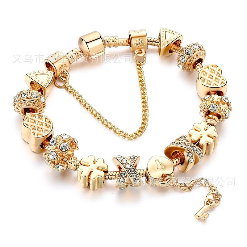 DIY Gold Bracelet Alloy Diamond Color Retaining Big Hole Beads Beaded cd35c06b a9f0 4eed 9f28 1cab52ba95f5