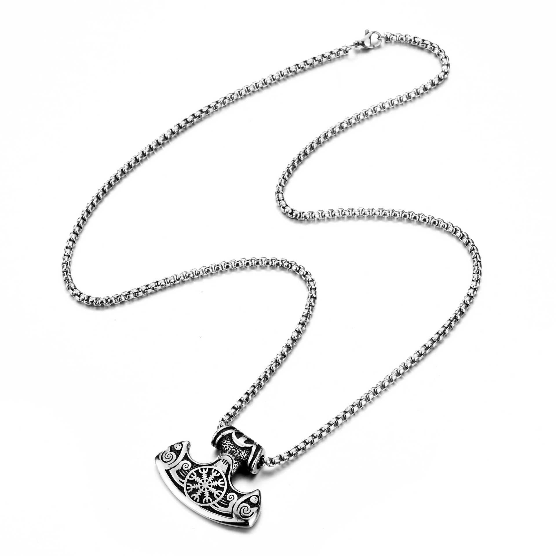 Viking Boat Snow Pattern Hammer Pendant Necklace cd500b3c ca1a 4f1c 9f41 62e5b9aa1762