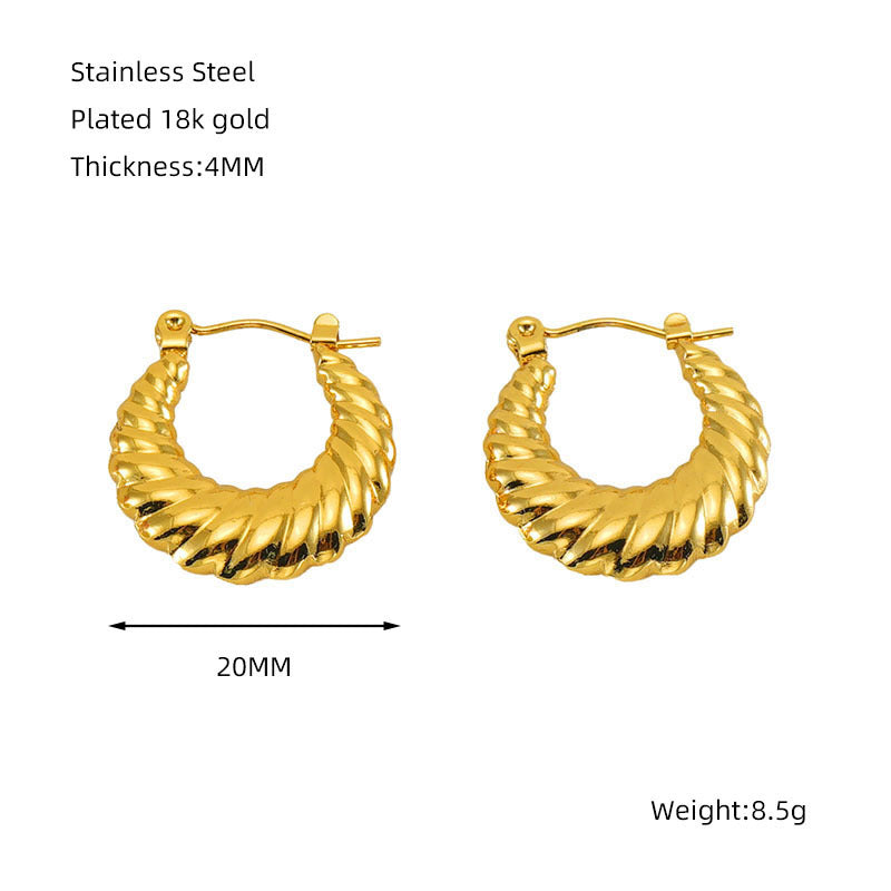 Titanium Steel Round Twist Stud Earrings High Sense cd50ff19 6406 4549 a49a 46a2c7bcba0b