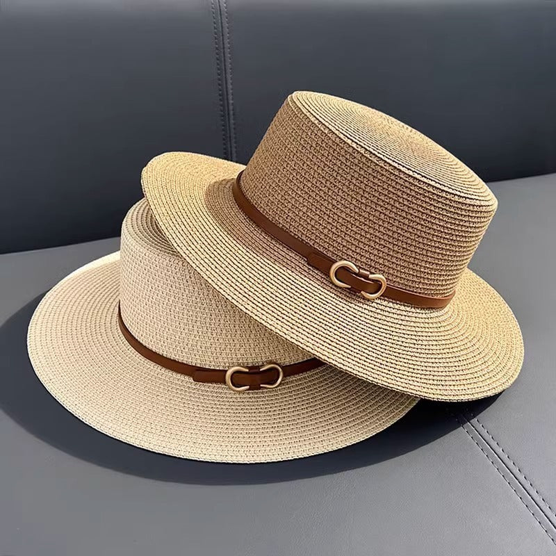 Flat Straw Hat Women's Summer Seaside UV Protection cd581117 9530 4c3e b021 d03a6fa86a5f