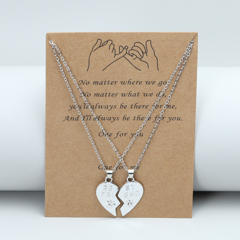 Best Friend Heart Clavicle Chain Friendship Card Necklace cd9383f9 b110 42b6 8588 aa63fe5182ea