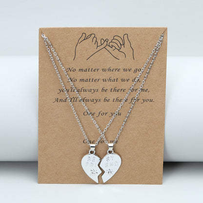 Best Friend Heart Clavicle Chain Friendship Card Necklace cd9383f9 b110 42b6 8588 aa63fe5182ea