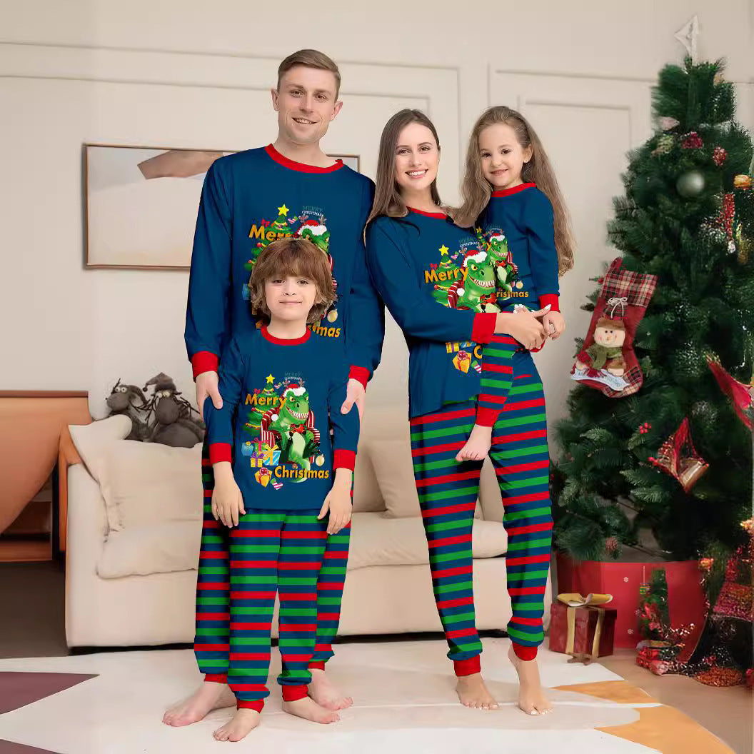 Tyrannosaurus Letter Christmas Tree Printing Parent-child Suit Pajamas cd9449f8 06bb 494a 8991 e334c497f429
