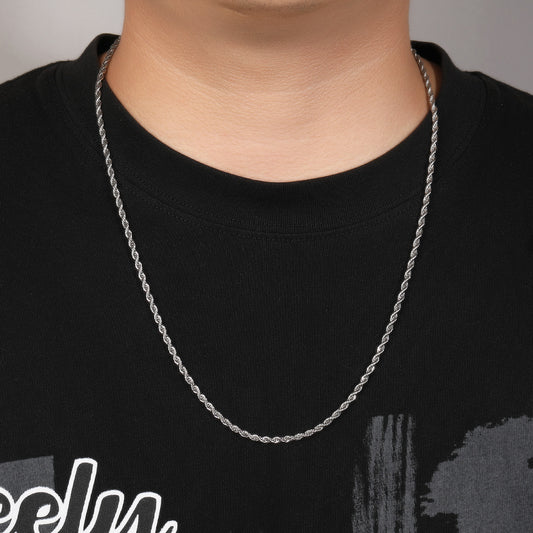 Color Preserving Plating Plain Chain 3MM Stainless Steel Fried Dough Twists Rope Necklace cdb3a432 527c 4188 969c 620617ee79c