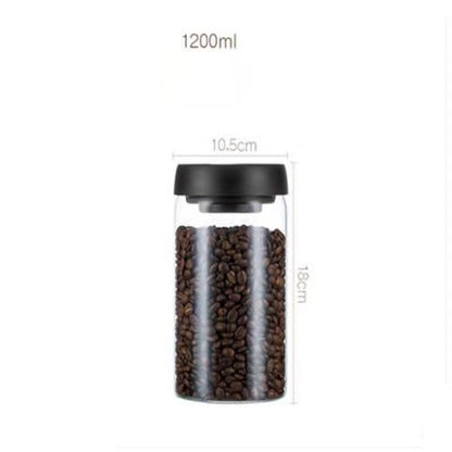 Vacuum Sealed Jug Set Black Coffee Beans Glass Airtight Canister Kitchen Food Grains Candy Keep Good Storage Jar Set Kitchen 