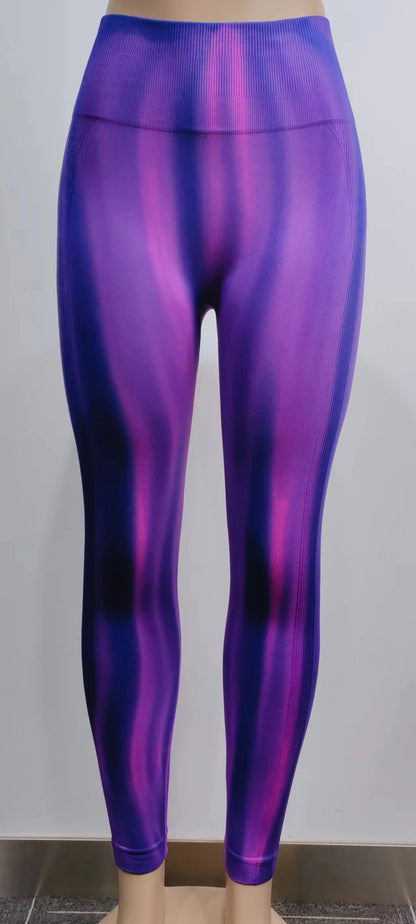 New Tie Dye Aurora Print Sports Pants Seamless High Waisted Fitness Yoga Pants For Women Gym Running Sweatpants Trousers cde4