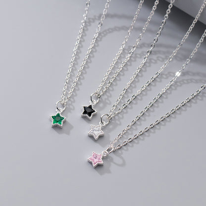 S925 Sterling Silver Diamond Five-pointed Star Necklace Ins Style Design Temperament Neck Jewelry Women cde6b1b0 c62f 4591 a1