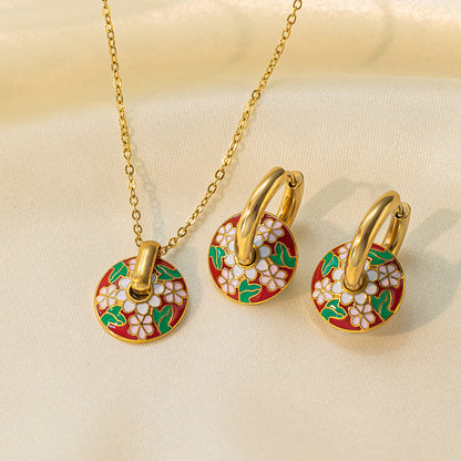 Stainless Steel Necklace Earrings Women's Jewelry Suit cdebc42d d7c4 425e a7ee 801b633d81f1