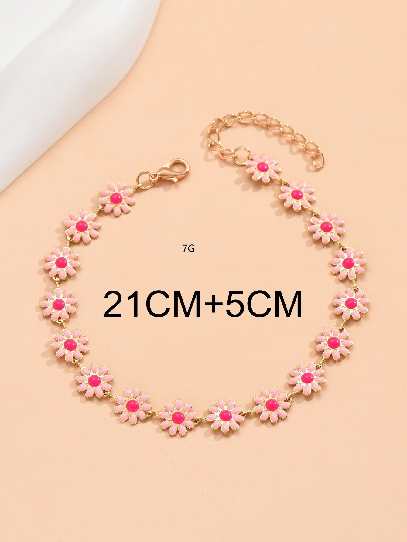 Oil Dripping Little Daisy Imitation Pearl Handmade String Flower Anklet cdf83c46 e62c 4b49 a3ca 0db051487615